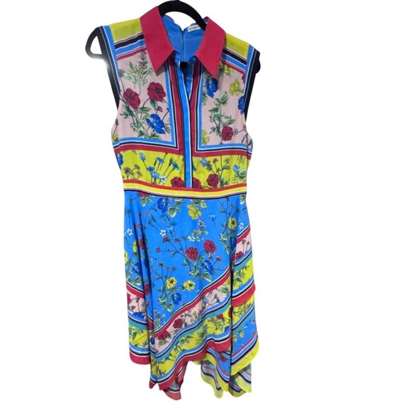 Alice + Olivia Farrah Collared Floral Handkerchief Hem Dress Size 8 MSRP $440 - Picture 4 of 10